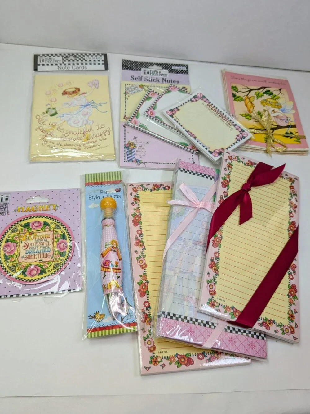 Mary Engelbreit & Debra Jordan Bryan Stationery Lot - Floral Pink & Yellow List